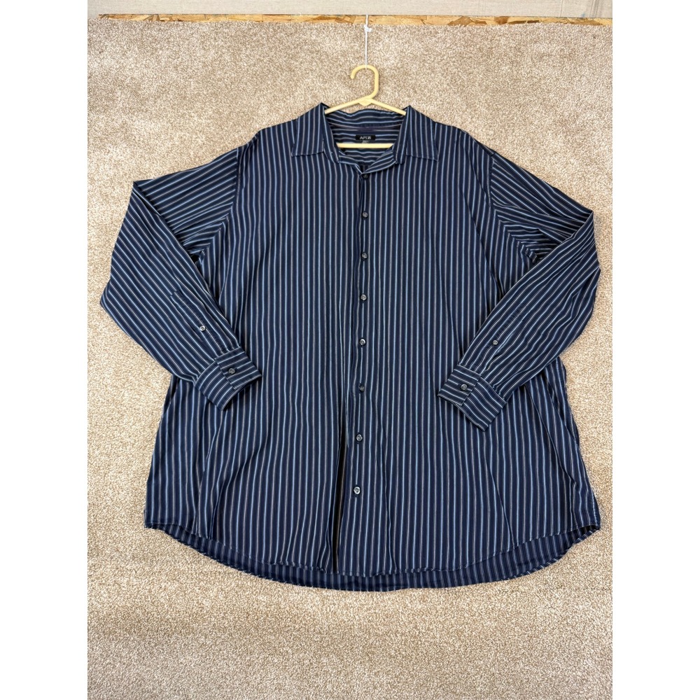 Y2K Apt 9‎ Mens 2XLT Navy Blue Pinstripe Long Sleeve Button Down Shirt Tall